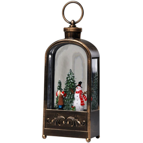 Фонарь новогодний Luazon Lighting Снеговик с елкой свечение теплое белое (9591302)