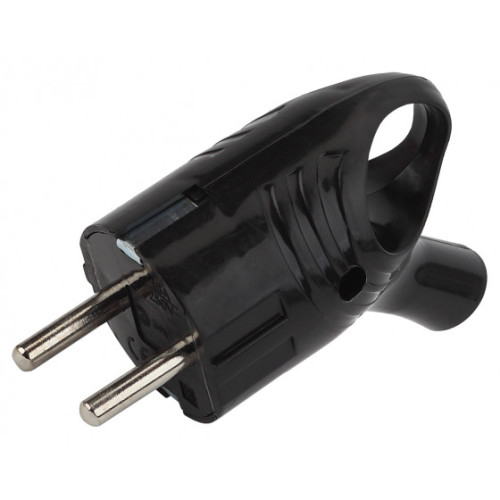 Вилка 2P+E ЭРА  Vx4-B 16А чёрная угловая с кольцом (698547)