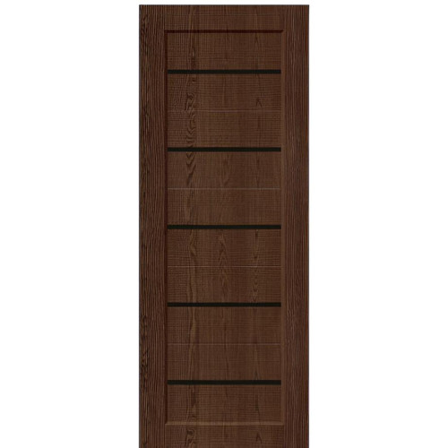 /Дверное полотно Мода-22 ДГ 70 Brown Dreamlin, покрытие Эко Шпон (BRAVO) (лакобель черное)(153-0064)