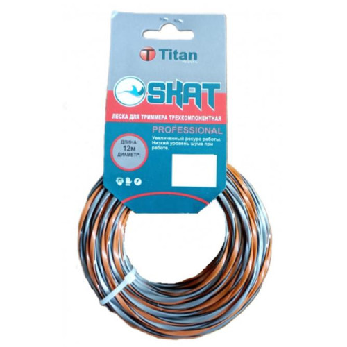 Леска для триммера TITAN (трехкомпонентная SKAT PROFESSIONAL) 2,40ммх12м (934-024)