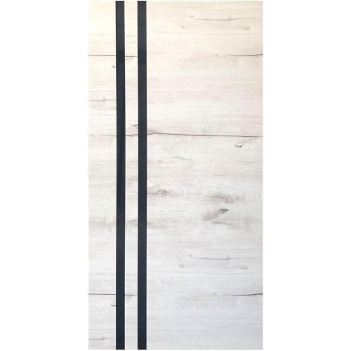 Дверное полотно VDM-41 ДО 60 Дуб арктик, покрытие ПВХ (VD) (лакобель черное)