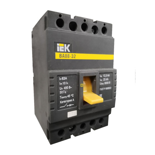 Выключатель автоматический 3-пол. ВА88-32  63A 25кА ВА88-32  IEK SVA10-3-0063 (51237)