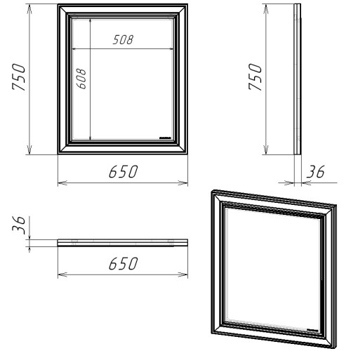 Зеркало мебельное EVA GOLD 75 