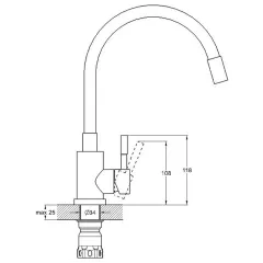Смеситель для кухни SOLONE EZA4-F090 KB, чёрный гибкий излив