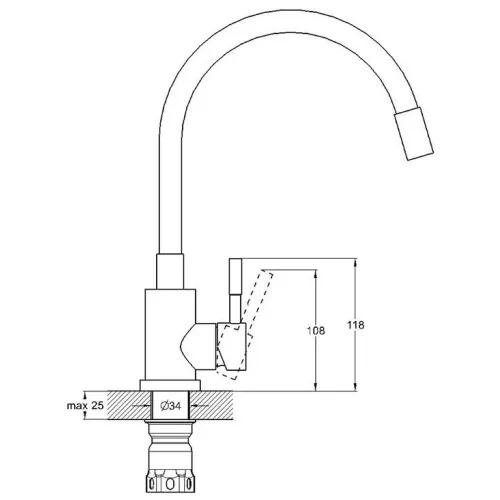 Смеситель для кухни SOLONE EZA4-F090 KB, чёрный гибкий излив