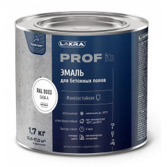 Эмаль Лакра PROF IT для бетонных полов быстросохнущая  База А, RAL 9003 1,7 кг