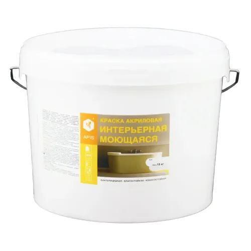 Краска в/д APIS акриловая Интерьерная моющаяся белая 14кг
