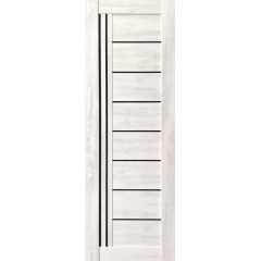 Дверное полотно VDL-09 ДО 80 Санторини белый , покрытие ПВХ (VD) (Лакобель черное)