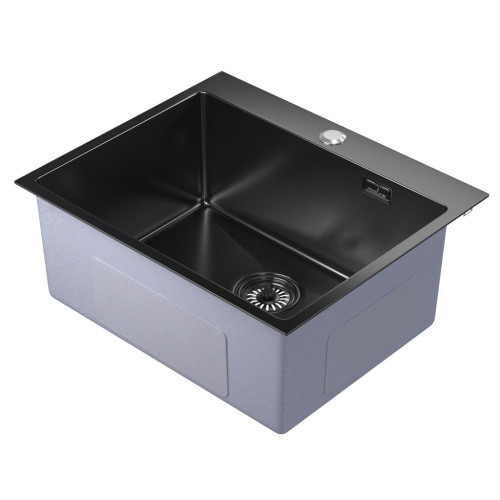 Мойка нерж. врезная MIXLINE PRO 60х50 тол. 3 мм,черный графит, с сифоном