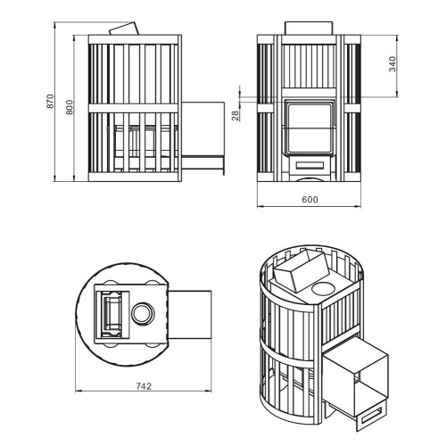 Печь банная Везувий Ураган Стандарт 16 (ДТ-4С)(*8)