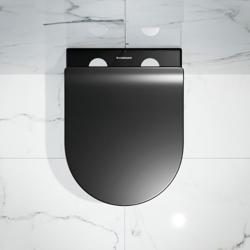 Комплект инсталляция EVA GOLD (инсталляция 545, кнопка чёрная 4, унитаз чёрный K703BM)