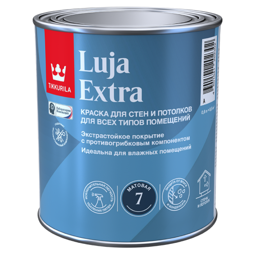 Краска в/д Тиккурила LUJA EXTRA 7 матовая для стен и потолков ЭКСТРАСТОЙКАЯ 0,9 л База А