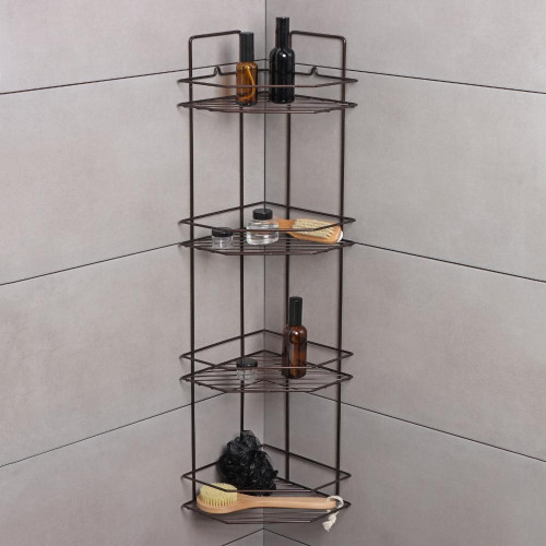 Полка для ванной комнаты угловая 4-х ярусная, Эконом, 219х219х836 мм, цвет медная искра 9717964