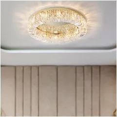 Светильник Люмис XD2032GD-600/8 FGD 8x40W E14 d600 h170 золото/прозрачный