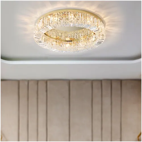 Светильник Люмис XD2032GD-600/8 FGD 8x40W E14 d600 h170 золото/прозрачный