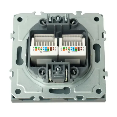 Розетка PC+PC ЭМИЛИ платиново-серый RST00-5111-10