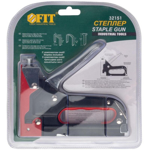 Степлер FIT металлический 4-14 мм (3 в 1) (32151)