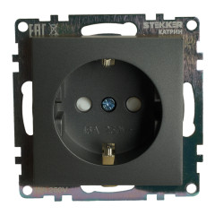 Розетка 2P+Е Катрин графит с защитной шторкой GLS16-7110-06