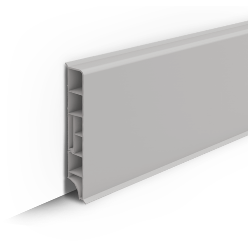 Плинтус прямоугольный 80мм 2,2м ИдеалДюра (ИД-ПП80 002 Светло-серый)