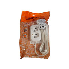 Удлинитель 2-мест. 3м 2P+E бел. 10А (ПВС 3х0,75) UNIVersal (240769)