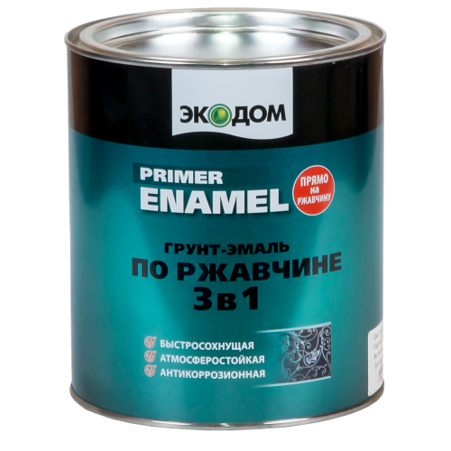 Грунт-эмаль ЭКОДОМ по ржавчине 3 в 1 серая 2,2 кг