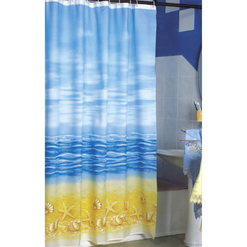 Шторка для ванной ZALEL голубой фон 180x200см б/колец