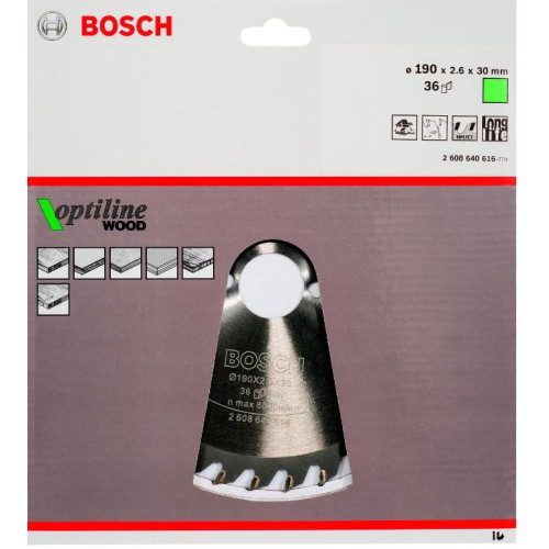 Диск пильный BOSCH 190х30z36 (2 608 640 616)