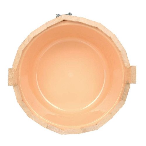 Ушат Шайка 12л С орнаментом Цветы с пластиковой вставкой, система регулировки обручей, липа 