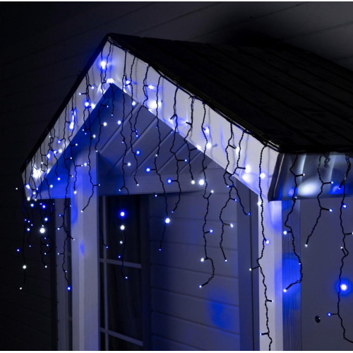 Гирлянда LUAZON LIGHTING Бахрома 3х0,6м темная нить, 160 LED свечение бело-синее с мерцанием (1080171)