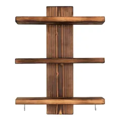 Полка настенная, трёхъярусная, 40*28*12см обожжённая сосна 