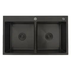 |Мойка нерж. врезная GAPPO 83х50х21,5 см тол. 3 мм, чёрная (сифон, коландер) GS8350-6