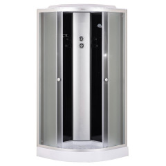 Душевая кабина EVA GOLD 100х100см низ. поддон, чёрное. заднее стекло, F101BS (3кор.)