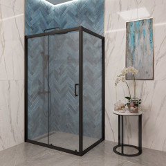 Душевое ограждение EVA GOLD 80х120х185см прямоугольное (без поддона), прозрачное стекло, чёрный профиль EG2B