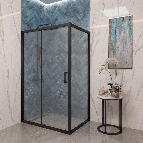 Душевое ограждение EVA GOLD 80х120х185см прямоугольное (без поддона), прозрачное стекло, чёрный профиль EG2B