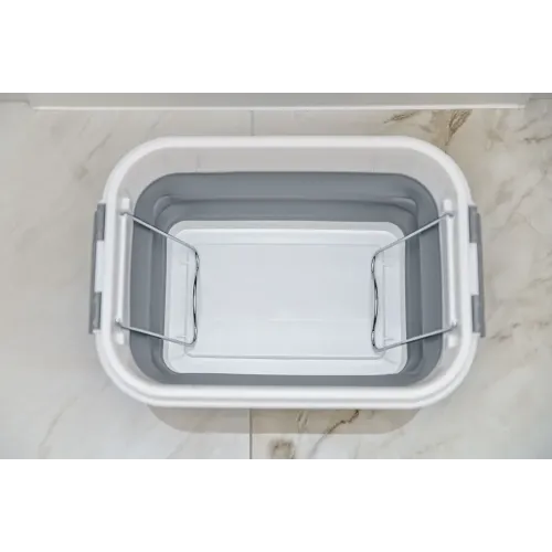 Таз складной CELLTIX 10л, с крышкой, бело-серое