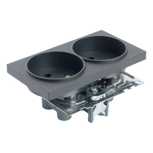 Розетка 2-ая 2P Катрин черный с защитной шторкой GLS10-7113-05