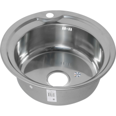 Мойка нерж. врезная MELANA 510 тол. 0,8мм, круглая, полир. (сифон, уплот., крепл.)