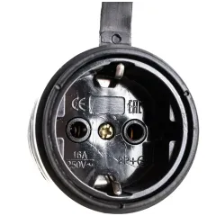 Розетка переносная 2P+E STEKKER черн.каучуковая на шнур RST16-21-44 32751