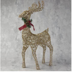 Фигурка декоративная Олень золотистый 50х85х18см, металл, 220 В, свечение теплое белое (3662049)