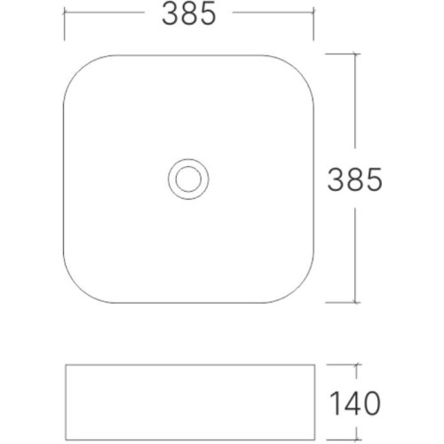 Умывальник накладной EVA GOLD A423CBLG квадратный, без перелива 38,5х38,5х14см