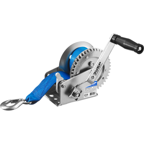 Лебедка барабанная ленточная ЗУБР тяга 0,5т, лента 8м, Профессионал (43115-0.5)