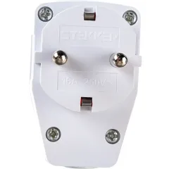 Вилка STEKKER угловая с кнопкой 16A белая PPG16-43-202