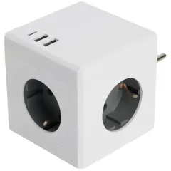 Разветвитель сетевой 3-м 2хUSB A+Type C.16А бел. STEKKER 49231