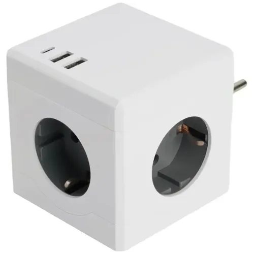 Разветвитель сетевой 3-м 2хUSB A+Type C.16А бел. STEKKER 49231