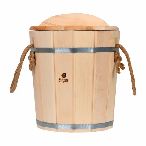 Ведро 10л С пластиковой вставкой, с крышкой, липа 