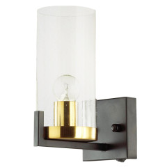 Светильник настенный Люмис 2833/1W BK+AB 1x40W E27 d170 h240 черный/бронза
