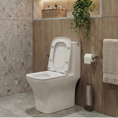 Унитаз-монолит EVA GOLD EG405 безободковый, тонкое сиденье ПП