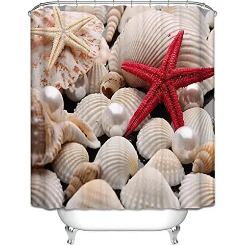 Шторка для ванной Фотопринт Морская звезда 180x200см, с кольцами (553273)