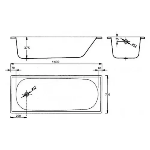 Ванна стальная BLB Europa 140х70см с ножками