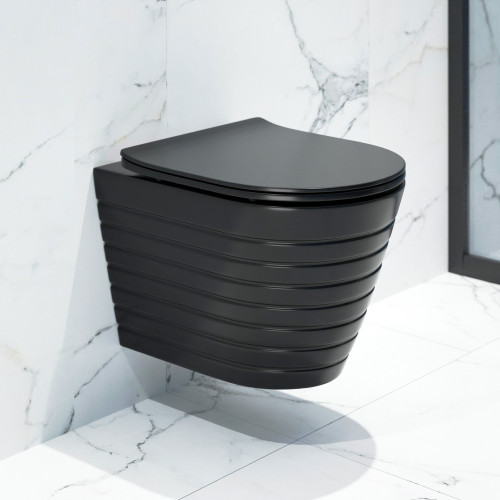 Комплект инсталляция EVA GOLD (инсталляция 545, кнопка чёрная 4, унитаз чёрный K703BM)